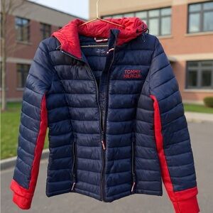 Tommy Hilfiger Women Navy & Red Quilted Puffer Jacket